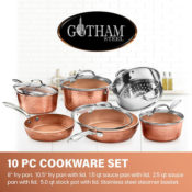 Gotham Steel 10-Piece Hammered Copper Pots and Pans Set $116.25 Shipped...