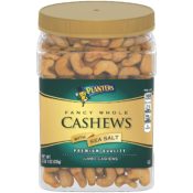 Planters Fancy Whole Cashews with Sea Salt, 33-Oz Jar as low as $11.06...
