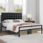 Dress Up Your Bedroom In Modern Style With This Queen Size Metal Platform...