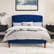 Full Size Upholstered Bed Frame, Navy Blue $89.99 After Code + Coupon (Reg....