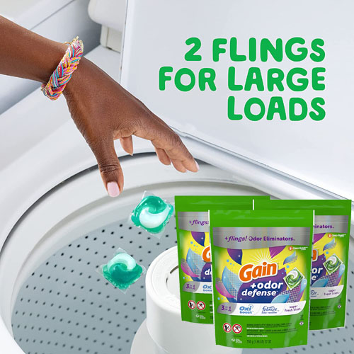 111-Count Gain Flings 3-in-1 Laundry Detergent Soap Pacs as low as $18.02...