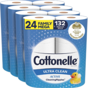 24 Family Mega Rolls Cottonelle Ultra Clean Toilet Paper as low as $23.45...