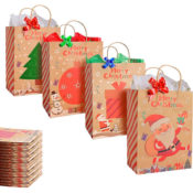 24-Pieces Kraft Paper Medium Size Christmas Gift Bags $11.54 After Coupon...