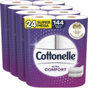 24 Super Mega Rolls Cottonelle Ultra Comfort Toilet Paper as low as $22.08...