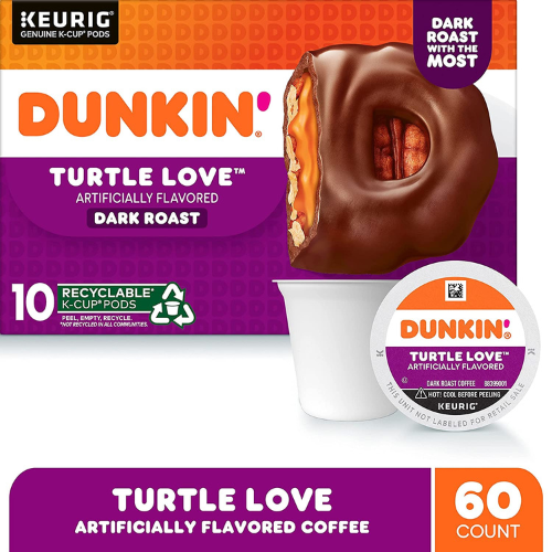 60Count Dunkin' Turtle Love Flavored Coffee Keurig KCup Pods as low