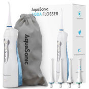 Aquasonic Rechargeable Aqua Flosser with 4x Tips & Travel Bag $29.99...