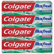 THREE 4-Count Colgate Max Fresh Whitening Toothpaste with Breath Strips,...