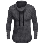 You'll be toasty and fashionable in this Gray Knitted Turtleneck Sweater...