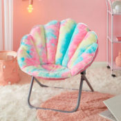 Faux Fur Scallop Saucer Chair (Rainbow Tie Dye Pink, Blue) $38 Shipped...
