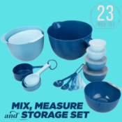 Prepara Mixing Bowl Set, 23 Pieces with Lids, Measuring Cups and Spoons...