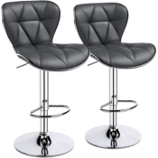 Set of 2 Gray Adjustable Midback Faux Leather Bar Stool for just $109.98...