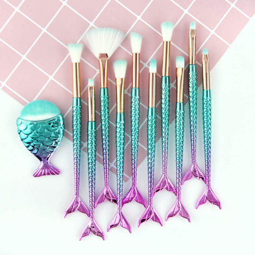 11Piece Professional Mermaid Makeup Brush Set 4.99 (Reg. 24) Ideal