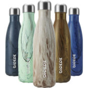 17-Ounce Stainless Steel Insulated Water Bottle (Wood-Yellow Gray) $7.65...