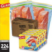 224-Count Glad Zipper Quart Freezer Bags as low as $25.79 (Reg. $52.53)...