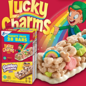 FOUR Boxes of 28-Count Lucky Charms and Golden Grahams Breakfast Bar Variety...