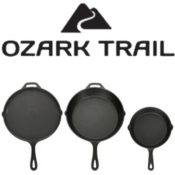 3-Piece Ozark Trail Pre-Seasoned Cast Iron Skillet Set $14.88 (Reg. $28)