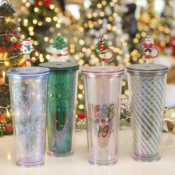 4-Pack Holiday Time 26-Oz Christmas Tumbler w/ Figural Straw $12 (Reg....