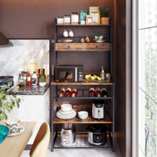 6 Tier Kitchen Storage Shelf with Drawers, Wine Rack and 6 S-Hooks $88.39...