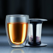 Bodum 12 Oz Tea Strainer with Pavina Double Wall Glass Set $9.97 (Reg....