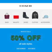 Coach: 50% Off ALL Winter Sale Styles - Purses, Wallets, Backpacks and...