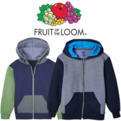 Fruit of the Loom Boys' Fleece Full Zip Sweatshirt Hoodie $9.41 (Reg. $11)...