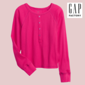 Gap Factory Girls' Waffle-Knit Henley Shirt $3.60 After Code (Reg. $30)...