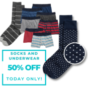 Today Only! Save 50% on Socks and Underwear for Men from $2.97 (Reg. $5.99)...
