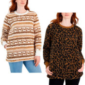 Women's Printed Crewneck Fleece Tunic $19.80 (Reg. $49.50) - 6 Styles