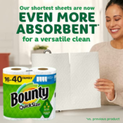 16 Family Rolls Bounty Quick-Size Paper Towels as low as $29.65 After Coupon...