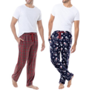 2-Pack Fruit of the Loom Men's Holiday & Plaid Print Microfleece Pajama...