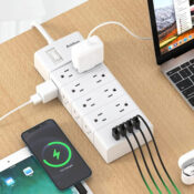 5ft 16-Outlet 900J Surge Protector Power Strip with 4 USB Ports $17 After...
