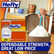 90-Count 13-Gallon Hefty Strong Tall Kitchen Drawstring Trash Bags (Unscented)...