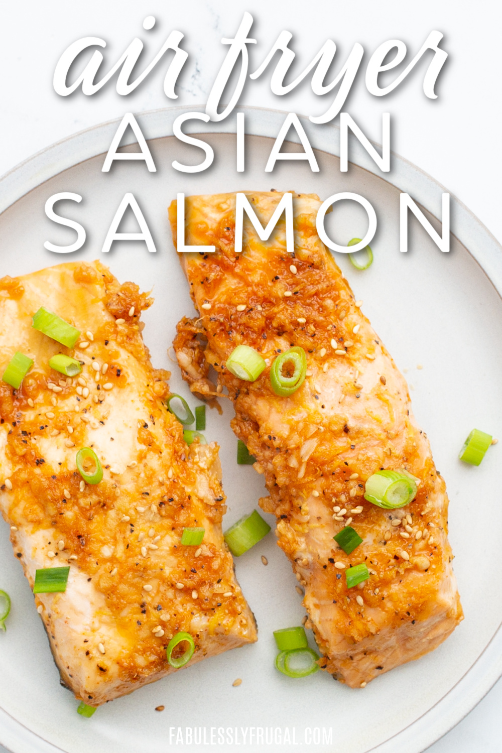 air fryer asian salmon on plate 