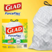 150-Count Glad ForceFlex 13-Gallon Tall Kitchen Trash Bags, Gain Original...