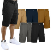3-Pack Men's Belted Cotton Flex Stretch Cargo Shorts $20 After Code (Reg....