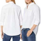 Amazon Essentials Women's Classic-Fit 3/4 Sleeve Poplin Shirt from $18.62...