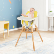 Costway Babyjoy 3-in-1 Convertible Wooden High Chair with Cushion $67 Shipped...