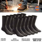 12-Pack Dickies Men's Dri-tech Moisture Control Crew Socks $13 (Reg. $25)...