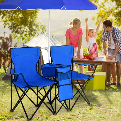 Portable Double Camping Chair with Umbrella & Cooler 59.99 Shipped