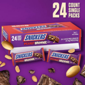 24-Pack SNICKERS Peanut Brownie Squares Full Size Chocolate Candy Bar as...