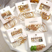 44-Pair Gold Colored Hoop Earrings Set $12.91 After Coupon (Reg. $24) -...