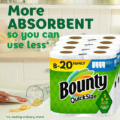 8 Family Rolls Bounty Quick Size Paper Towels as low as $16.75 Shipped...