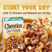 FOUR Cheerios 18-Ounce Oat Crunch Oats & Honey Oat Breakfast Cereal...