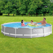 Intex Prism 12-Foot 6 Person Outdoor Round Above Ground Swimming Pool $128.39...