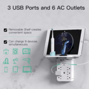 Mifaso Wall Surge Protector 6 AC Outlet + 2 USB-A & 1 USB-C Ports w/...