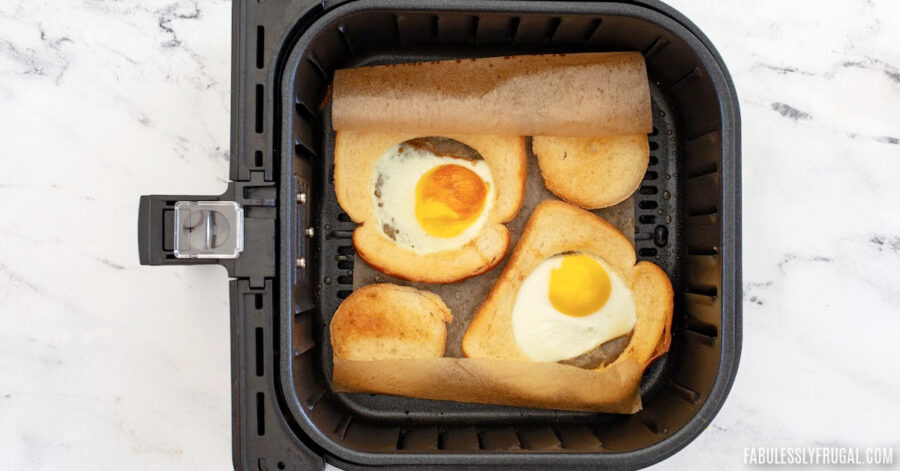 Air Fryer Eggs in a Hole Recipe - Fabulessly Frugal