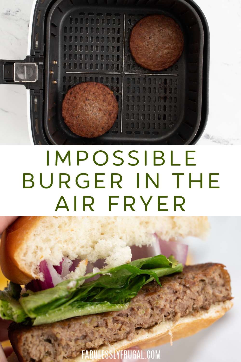 impossible burger in the air fryer pinterest pin