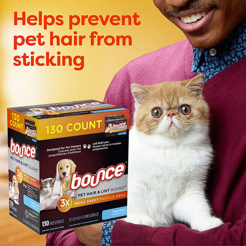 THREE 130Count Bounce Pet Hair and Lint Guard Mega Dryer Sheets as low as 5.62 EACH (Reg. 9.