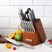 15-Piece Kitchen Knife Block Set with Built-In Sharpener $47.98 Shipped...