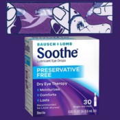 30-Count Bausch + Lomb Soothe Preservative-Free Lubricant Eye Drops as...
